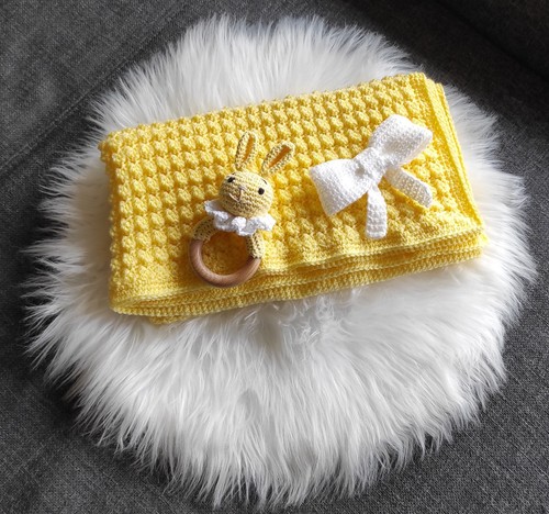 Babydecke 78x70cm gelb - gelb, +