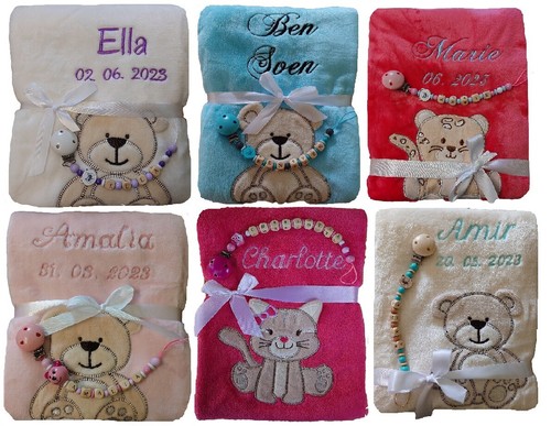 Babydecke mit namen bestickt - babydecke,